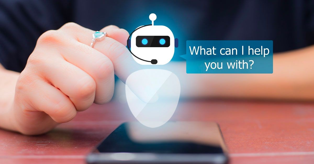 chatbot from a cellphone asking what it can help with